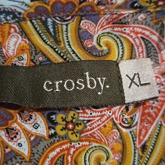 XL Crosby Orange Graphic Paisley Print Tie Front Blouse - Picture 2 of 7